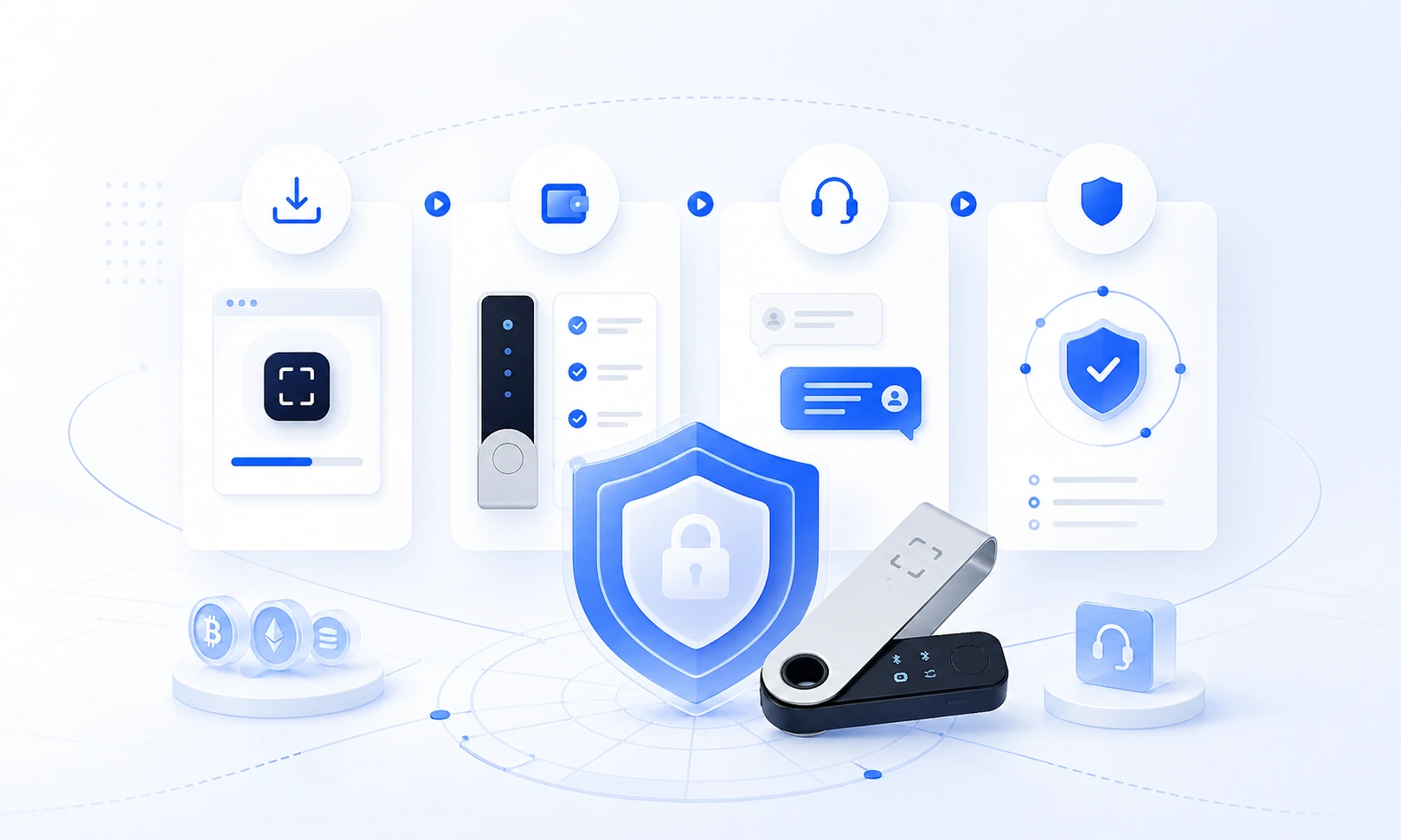 Ledger Wallet 下载与设备安全检查流程图